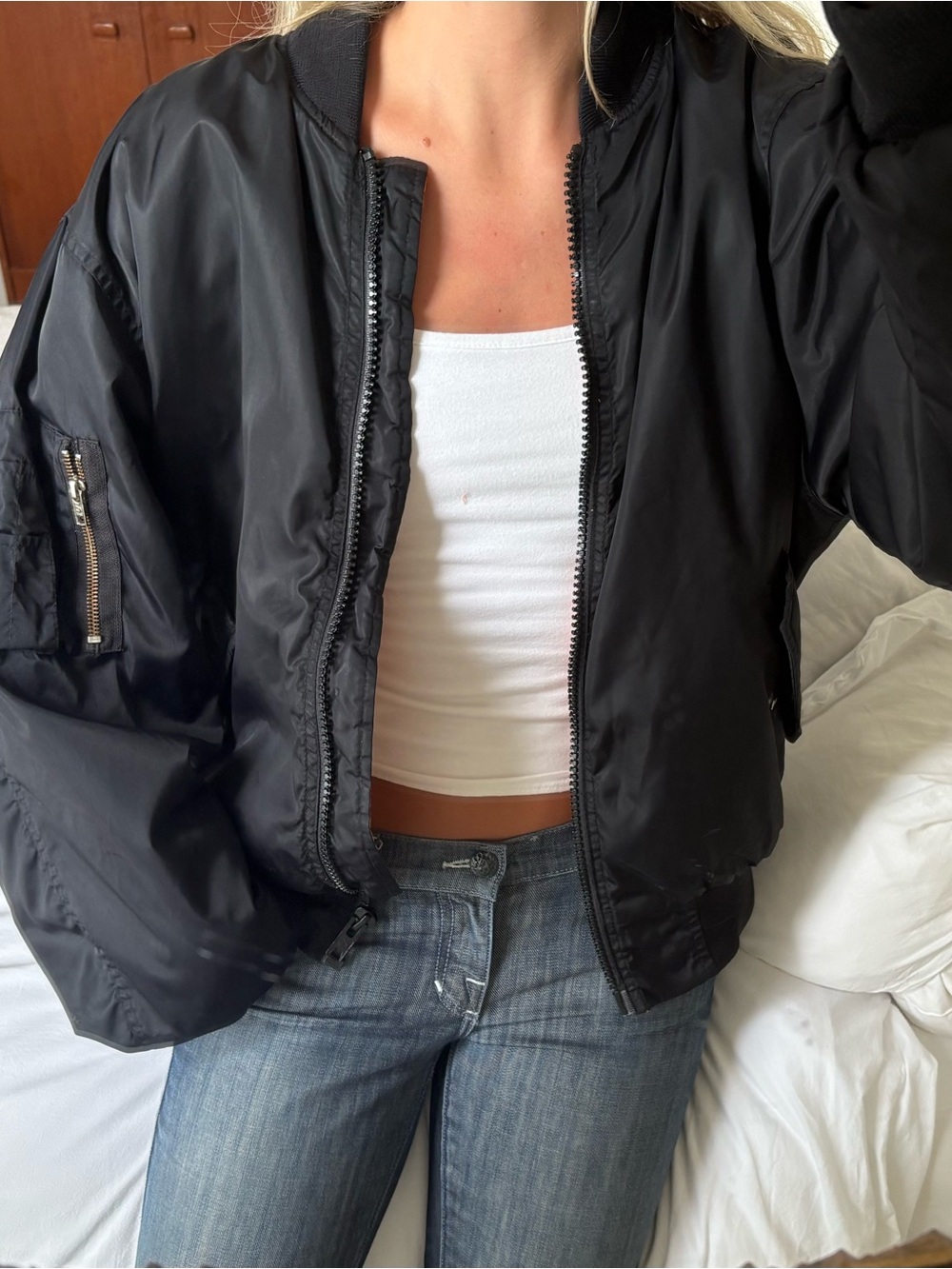 vintage Black oversized Bomber Jacket